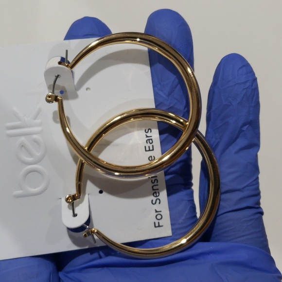 Belk Elegant Gold Tone Hoop Earrings For Sensitive Ears, Women's Fashion Jewelry - Picture 7 of 10